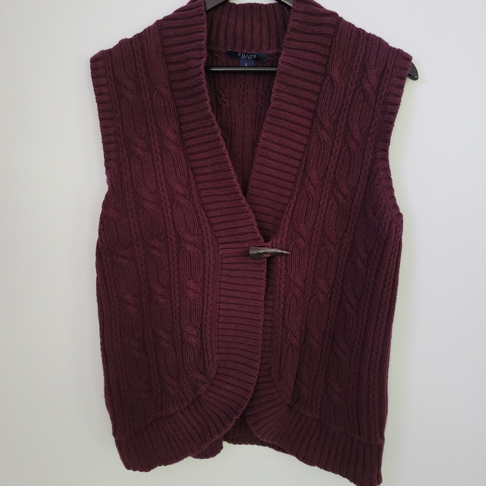Chaps cotton sweater vest L